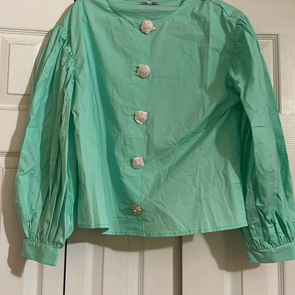 Mint green dress blouse size m - Picture 2 of 2